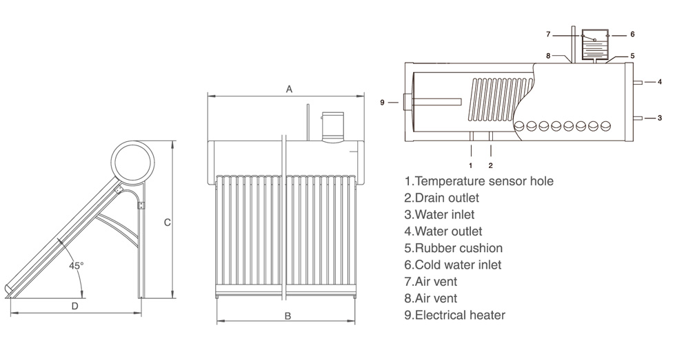 Evacuated Vacuum Tube Solar Water Heater